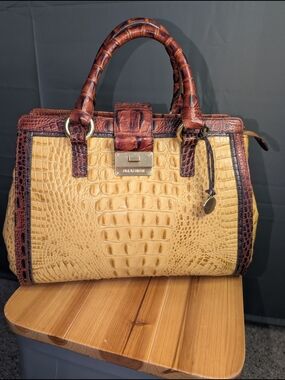 NWOT - Brahmin Tricolor Annabelle Croc-Embossed Satchel